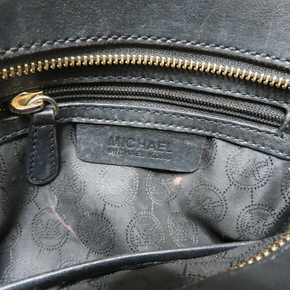 Michael Kors Hamilton Traveler Small Black Gold Hardware Crossbody Handbag Purse - Picture 7 of 10